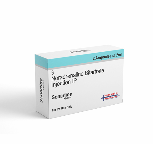 Product Name: SONARLINE, Compositions of SONARLINE are Noradrenaline Bitartrate Injection IP - Health Biotech Limited