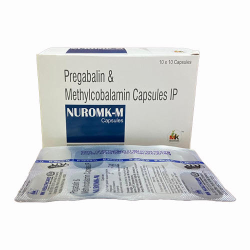 Product Name: NUROMK M Capsules, Compositions of NUROMK M Capsules are Pregabalin & Methylcobalamin Capsules IP - MK Healthcare