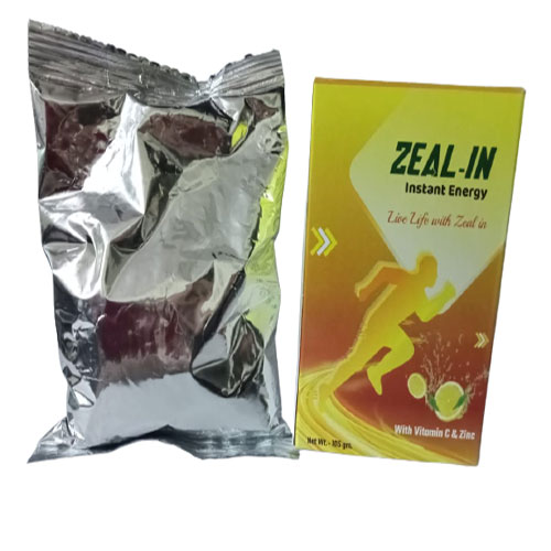 Product Name: Zeal IN, Compositions of Zeal IN are EACH 35 GM CONTAINS DEXTROSE 17.5 GM + SURCOSE 14 GM + ZINC SULPHATE 32.5 MG + VITAMIN C+ ENERGY 126 KAL + CARBOHYDRATE 31.5 GM + SUGAR 14 GM  - Gadin Pharmaceuticals Pvt. Ltd