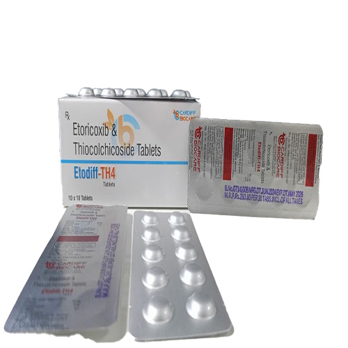 Product Name: Etodiff TH4, Compositions of Etoricoxib & Thiocolchicoside Tablets  are Etoricoxib & Thiocolchicoside Tablets  - Cardiff Biocare