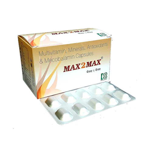 Product Name: MAX2MAX, Compositions of MAX2MAX are Multivitamin, Minerals, Antioxidants & Mecobalamin Capsules - Bidu Biotech