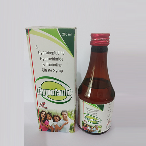 Product Name: Cypofame, Compositions of Cypofame are Cyproheptadine  Hydrochloride & Tricholine Citrate Syrup - Medifame Biotech