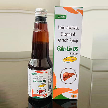 Product Name: Gain Liv DS, Compositions of Liver,Alkalizer,Enzyme & Antacid Syrup are Liver,Alkalizer,Enzyme & Antacid Syrup - Gainmed Biotech Private Limited