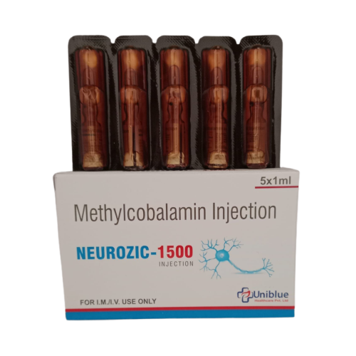 Product Name: NEUROZIC 1500, Compositions of NEUROZIC 1500 are Methylcobalamin Injection - Uniblue Healthcare Private Limited