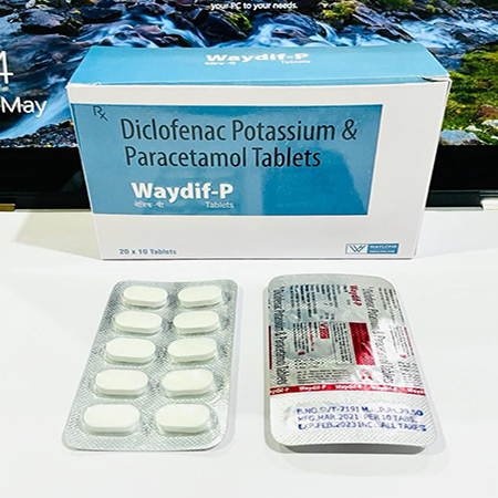 Product Name: Waydif P, Compositions of Diclofenac Potassium & Paracetamol are Diclofenac Potassium & Paracetamol - Waylone Healthcare