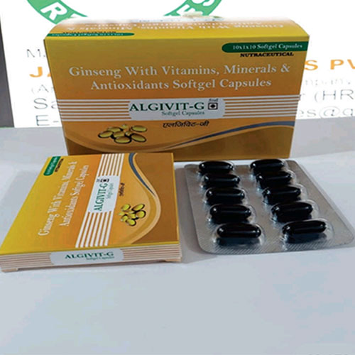 Product Name: Algivit G, Compositions of Ginseng with Vitanmins, Minerals, antioxidants are Ginseng with Vitanmins, Minerals, antioxidants - Jaxrane Remedies Private Limited