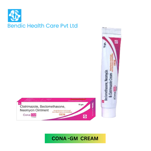 Product Name: CONA GM CREAM, Compositions of CONA GM CREAM are Clotrimazole, Beclomethasone, Neomycin Ointment - Bendic Healthcare Private Limited