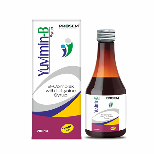 Product Name: Yuvimin B, Compositions of B-Complex With L-lysine Syrup are B-Complex With L-lysine Syrup - Prosem Healthcare