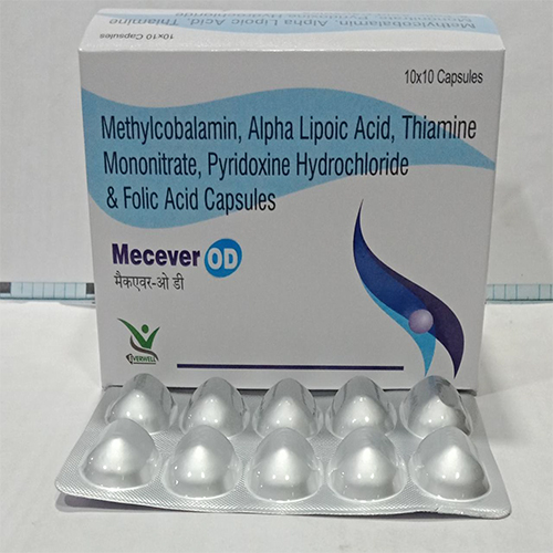 Product Name: Mecever  OD , Compositions of Mecever  OD  are Methylcobalamin, Alpha Lipoic Acid, Thiamine Mononitrate, Pyridoxine Hydrochloride & Folic Acid Capsules  - Orange Biotech Private Limited