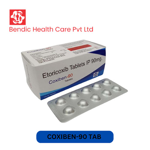 Product Name: COXIBEN 90, Compositions of COXIBEN 90 are Etoricoxib Tablets IP 90mg.     Coxiben-90 - Bendic Healthcare Private Limited