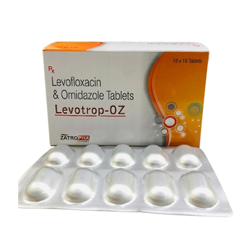 Product Name: Levotrop OZ, Compositions of Levotrop OZ are Levofloxacin & Ornidazole Tablets - Zatropha Pharma