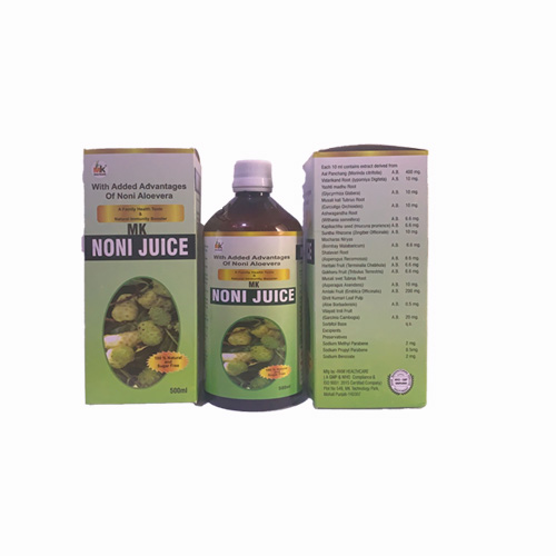 Product Name: NONI JUICE, Compositions of NONI JUICE are With Added Advantages Of Noni Albevers - MK Healthcare