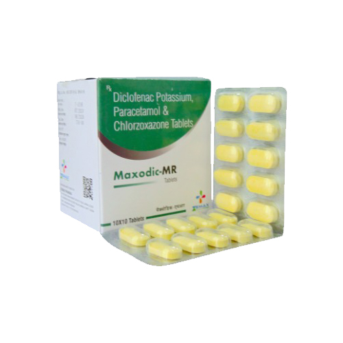 Product Name: Maxodic MR, Compositions of Maxodic MR are Diclofenac Potassium, Paracetamol & Chlorzoxazone Tablets - Zemax Pharma