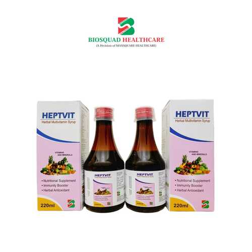 Product Name: HEPTVIT, Compositions of HEPTVIT are Herbal Multivitamin Syrup - Biosquad Healthcare