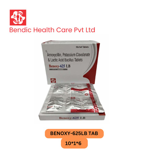 Product Name: BENOXY 625 LB, Compositions of Amoxycillin,Potassium Clavulanate & Lactic Acid Bacillus Tablets are Amoxycillin,Potassium Clavulanate & Lactic Acid Bacillus Tablets - Bendic Healthcare Private Limited