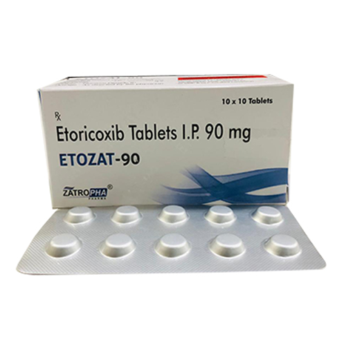 Product Name: ETOZAT 90, Compositions of ETOZAT 90 are Etoricoxib Tablets I.P. 90 mg - Zatropha Pharma