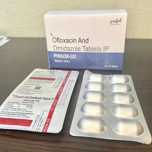 Product Name: Philox 0z, Compositions of Philox 0z are Ofloxacin And Ornidazole Tablets Ip - Guelph Healthcare Pvt. Ltd