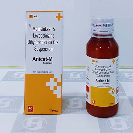 Product Name: Anicet M, Compositions of Anicet M are Montelukast & Levocetirizine Dihydrochloride Oral Suspension - Hower Pharma Private Limited