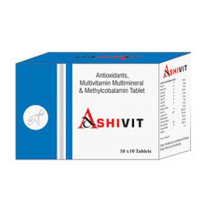 Product Name: ASHIVIT, Compositions of ASHIVIT are Antioxident, Multivitamin, Multiminerals tablets - SB LIFESCIENCES