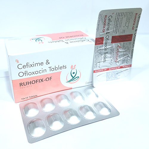 Product Name: Ruhofix OF, Compositions of Ruhofix OF are Cefixime & Ofloxacin Tablets - Euphony Healthcare