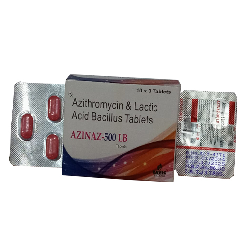 Product Name: AZINAZ 500 LB, Compositions of AZINAZ 500 LB are Azithromycin & Lactic Acid Bacillus Tablets  - Access Life Science