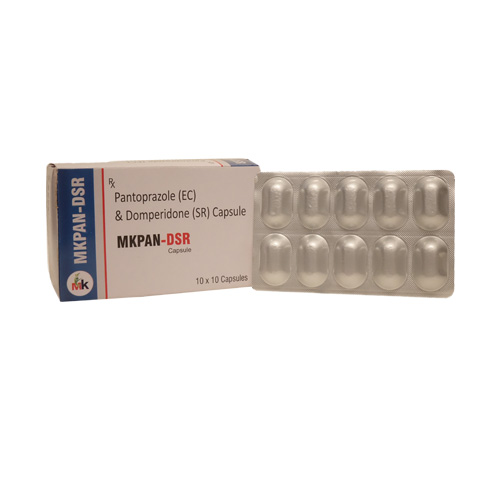 Product Name: MKPAN DSR, Compositions of MKPAN DSR are Pantoprazole (EC) & Domperidone (SR) Capsule - MK Healthcare