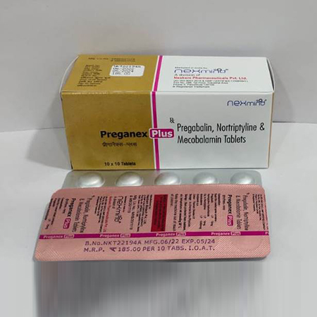 Product Name: Preganex Plus, Compositions of are Pregablin,Nortriptyline & Mecobalamin Tablets - Nexmind Pharmaceuticals