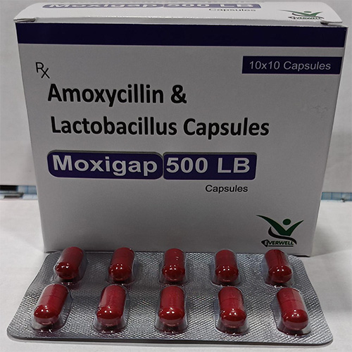 Product Name: Moxigap  500 LB , Compositions of Moxigap  500 LB  are Amoxycillin & Lactobacillus Capsules  - Everwell Pharma Private Limited