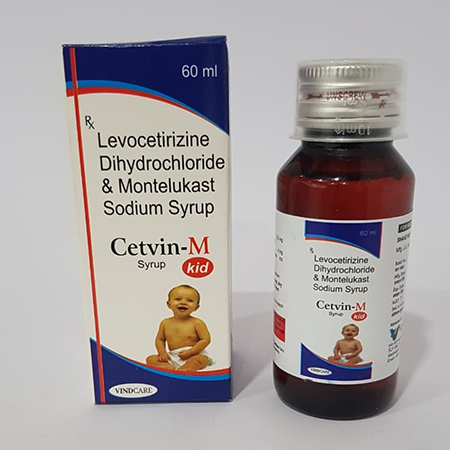 Product Name: CETVIN M, Compositions of CETVIN M are Levocetrizine Dihydrochloride & Montelukast Sodium Syrup - Vindcare Lifesciences