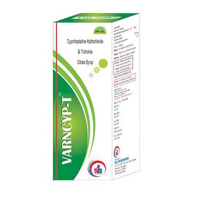 Product Name: Varncyp T, Compositions of Varncyp T are Cyproheptadine Hydrochloride & Tricholin Citrate syrup - SB LIFESCIENCES