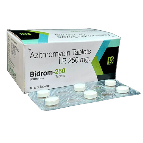 Product Name: Bidrom 250, Compositions of Azithromycin Tablets I.P. 250 mg are Azithromycin Tablets I.P. 250 mg - Bidu Biotech