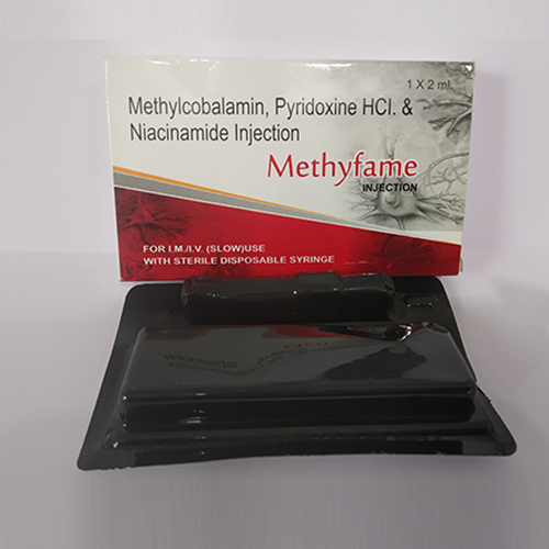 Product Name: Methyfame, Compositions of Methyfame are Methylcobalamin Pyridoxine Hydrochloride & Niacinamide Injection - Medifame Biotech