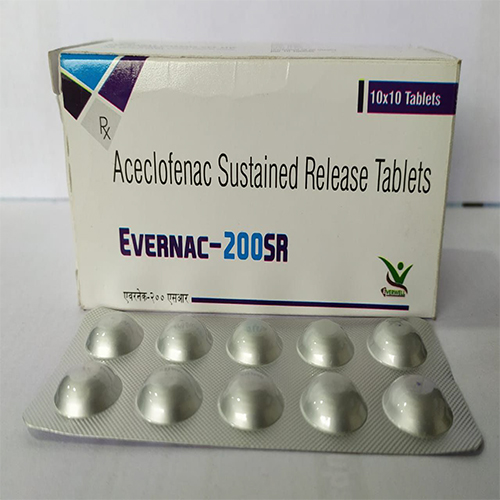 Product Name: EVERNAC 200SR , Compositions of EVERNAC 200SR  are Aceclofenac Sustained Release Tablets  - Orange Biotech Private Limited