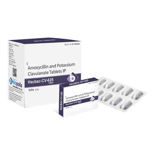 Product Name: HACBAC CV 625, Compositions of Amoxcillin and Potassium Clavlanate Tablets IP are Amoxcillin and Potassium Clavlanate Tablets IP - Biopolis Lifesciences Private Limited