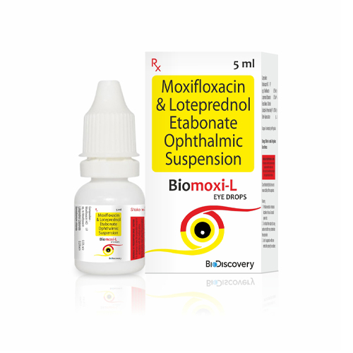 Product Name: Biomoxi L, Compositions of Biomoxi L are Moxifloxacin & Loteprednol Etabonate Ophthalmic Suspension - Biodiscovery Lifesciences Private Limited