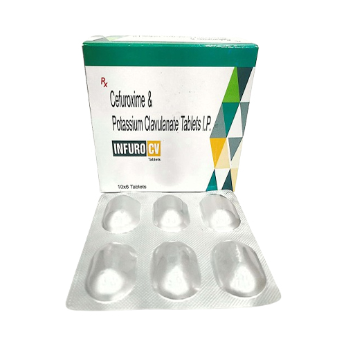 Product Name: INFURO CV, Compositions of INFURO CV are Cefuroxime & Potassium Clavulanate Tablets I.P. - Insta Care Lifesciences