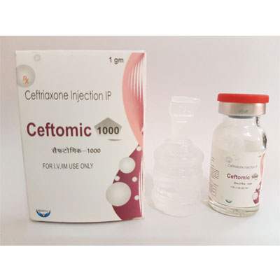 Product Name: CEFTOMIC 1000, Compositions of CEFTOMIC 1000 are Ceftriaxone Injection IP - Cubic Lifesciences Private Limited