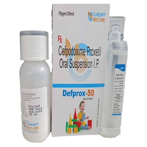 Product Name: Defprox 50, Compositions of Defprox 50 are Cefpodoxime proxetil Oral Suspension I.P - Cardiff Biocare