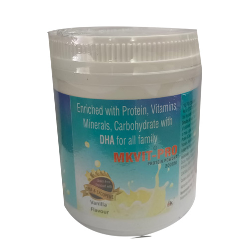 Product Name: MKVIT PRO PROTEIN POWDER, Compositions of Enriched with Protein, Vitamins, Minerals, Carbohydrate with DHA for all family are Enriched with Protein, Vitamins, Minerals, Carbohydrate with DHA for all family - MK Healthcare