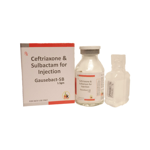 Product Name: Gausebact SB 1.5gm , Compositions of Gausebact SB 1.5gm  are Ceftriaxone & Sulbactam for Injection - MK Healthcare