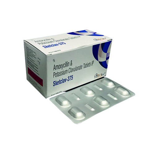 Product Name: Sketclav 375, Compositions of Sketclav 375 are Amoxicillin & Clavulanate Potassium Tablets Ip - Biosky Remedies