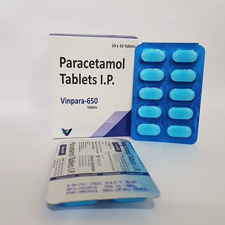 Product Name: VINPARA 650, Compositions of VINPARA 650 are Paracetamol Tablets IP - Vindcare Lifesciences