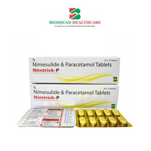 Product Name: NIMTRICK P, Compositions of NIMTRICK P are Nimesulide & Paracetamol Tablets  - Biosquad Healthcare