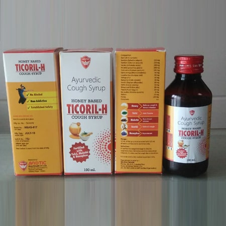 Product Name: Ticoril H, Compositions of are An Ayurvedic Cough Syrup - Aviotic Healthcare Pvt. Ltd