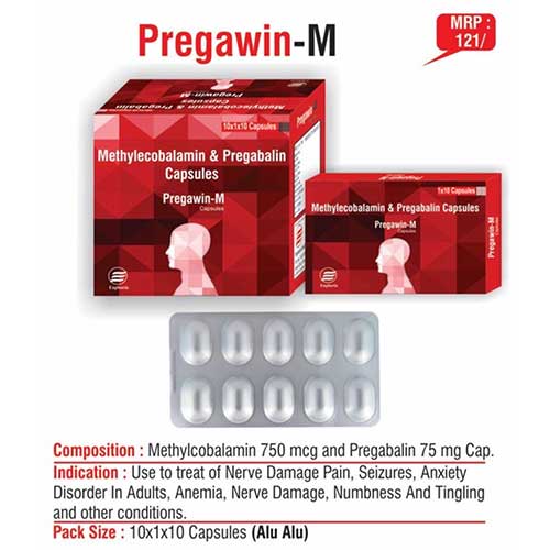 Product Name: Pregawin M, Compositions of Pregawin M are Methylcobalamin & Pregabalin Capsules - Euphoria India Pharmaceuticals