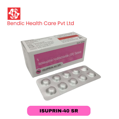 Product Name: ISUPRIN 40 SR, Compositions of ISUPRIN 40 SR are Isoxsuprine Hydroch;oride(SR) Tablets - Bendic Healthcare Private Limited