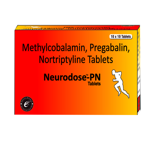 Product Name: Neurodose PN, Compositions of Neurodose PN are Methycobalamin, Pregabalin, Nortriptyline Tablets - Epsilon Biotech