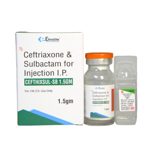 Product Name: CEFTHIXSUL SB 1.5GM, Compositions of CEFTHIXSUL SB 1.5GM are Ceftriaxone & Sulbactam For Injection I.P. - EthixElite Lifesciences Private Limited