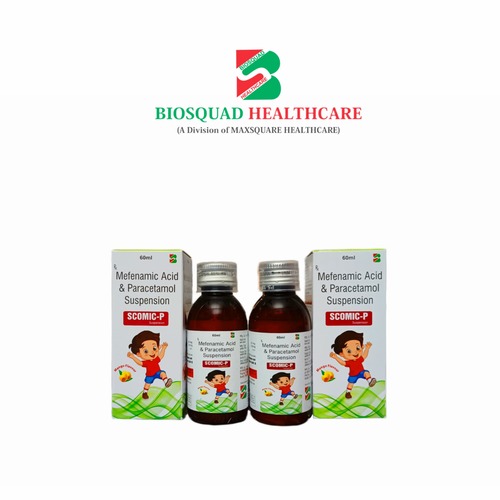 Product Name: SCOMIC P, Compositions of SCOMIC P are Mefenamic Acid & Paracetamol Suspension - Biosquad Healthcare