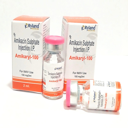 Product Name: Amikaryl 100, Compositions of Amikaryl 100 are Amikacin Sulphate Injection I.P. - Ryland Health Care